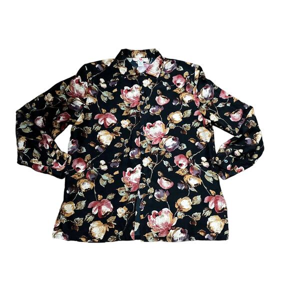 VTG‎ Stunt 100%Silk Floral  Shirt Blouse Boho Cottage Garden Country MP - Picture 4 of 4